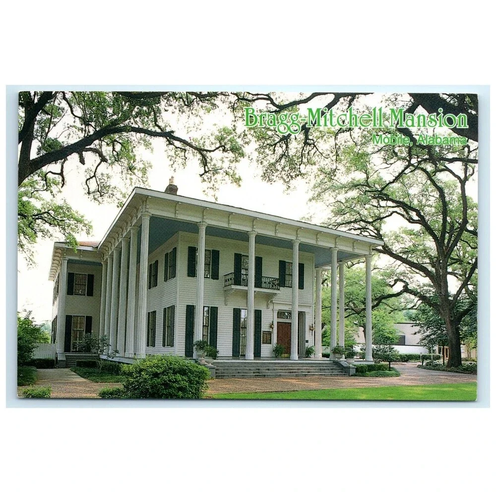 Vintage ALABAMA Postcard Mobile Bragg Mitchell Mansion Antebellum Home Museum‎